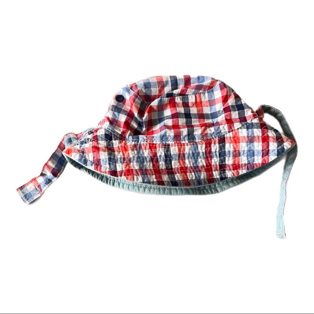 Oshkosh B’gosh Reversible Plaid Chambray Bucket Hat w/ Strap 0-9 Months
